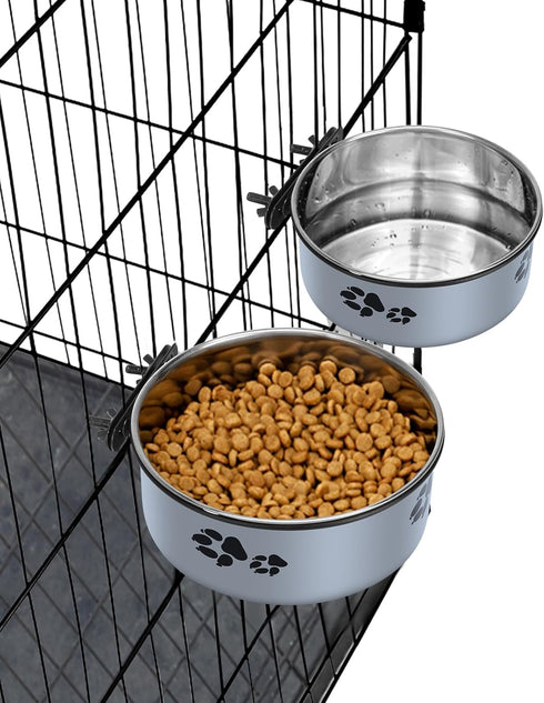 Dog Crate Water Bowl - 2PCS No Spill Hanging Bowls, Detachable Pet Food Water Bowl with Clamp Holder