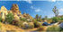 AWERT 48x18 inches Reptile Habitat Background, Stone Blue Sky Oasis Cactus Sun and Desert Terrarium Background
