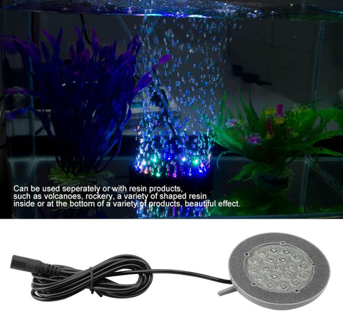 LED Aquarium Air Light Control - Changing Lamp for Fish Tank Bubbler, US Plug 100-240V