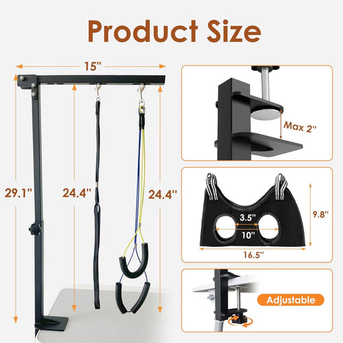 Mot Ycse Hammock Professional Dog Grooming Arm Kit with Adjustable & No-Sit Haunch Restraints All-in-One Solution