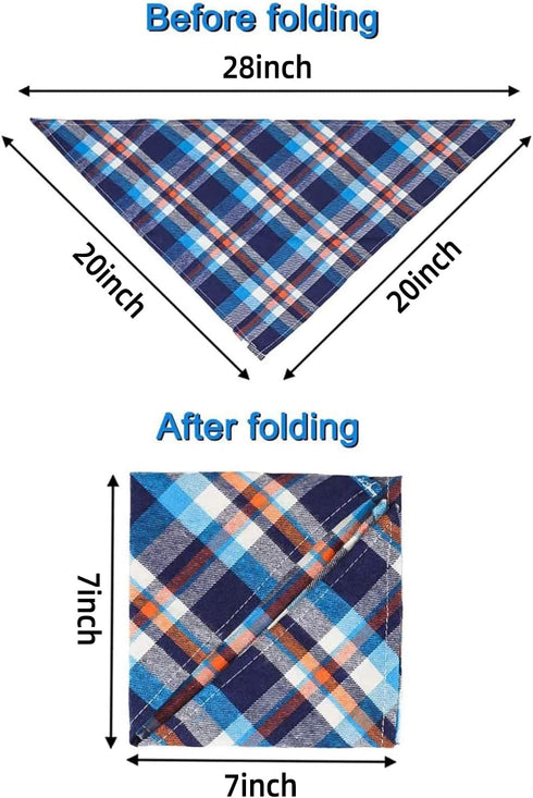 VIPITH 8 Pack Set Triangle Dog Bandanas, Reversible Plaid Painting Bibs Scarf Large Dog Bandanas Boy Girl, Washable