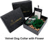 ARING PET Velvet Dog Collar - Cute Christmas Collar with Felt Flower, Adjustable Green Collar with Metal Buckle for