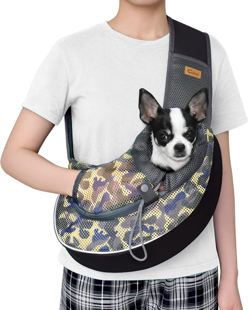 Cuby Pet Dog Sling Carrier for Small Dogs Cats, Breathable Mesh Travel Safe Sling Bag Carrier for Dogs Cats Puppy (L,