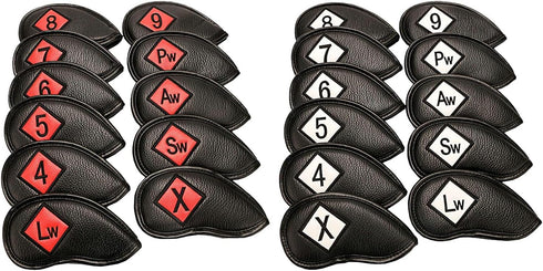 Golf Iron Headcover Club Protection Sticker Closure, Black & Red