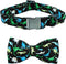 Adjustable Soft Dog Collar with Bow Tie, Cute Dinosaur Print, Gift Collar for Small Dogs