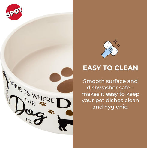 SPOT by Ethical Products - Heavy Ceramic High Gloss Dog Bowl - I LOVE DOGS 7" Durable Pet Dish - Dishwasher Safe