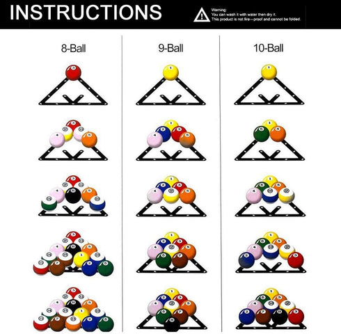 TIHOOD 6PCS Magic Ball Rack Holder Sheet Triangle Cue Accessories for 8, 9, 10 Ball Combo Pack