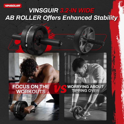 Vinsguir Ab Roller Wheel for Abdominal & Core Strength Training, Fitness Equipment with Knee Pad Accessories