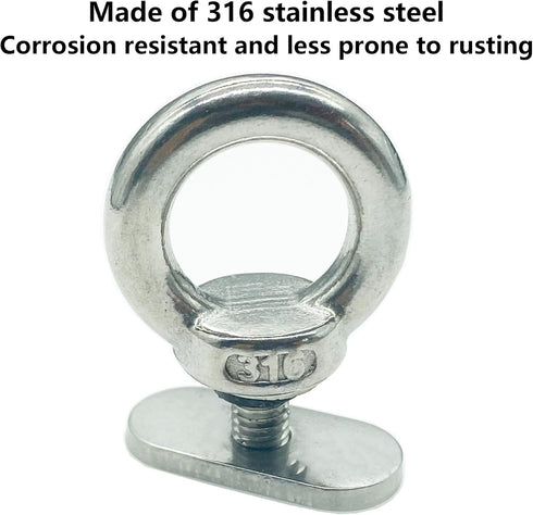 Kayak Track Mount Tie Down Eyelet Rail, 316 Stainless Steel Canoes, Boats, Ropes Accessories (4 Pack)