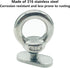 Kayak Track Mount Tie Down Eyelet Rail, 316 Stainless Steel Canoes, Boats, Ropes Accessories (4 Pack)