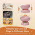 Cat Food Bowl Whisker Friendly, Ceramic Raised Cat Bowl for Indoor Cats, Extra Wide Tilted Cat Bowl Shallow Cat Food Dish for Adult Cats and Small Medium Dogs (Pink).