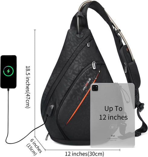 Large Crossbody Sling Bag for Men, One Shoulder Backpack, Hiking Backpack (No Water Bladder)
