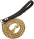 Strong Dog Chain Gold Leash Long 3FT 4FT 5FT 18K Gold Plated Stainless Steel 12mm Curb Cuban Link with Leather Handle