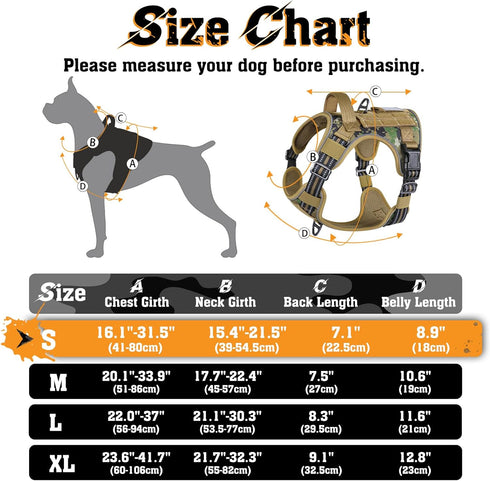 rabbitgoo Dog Harness Small Sized No Pull, Tactical Service Dog Vest with Molle and Control Handle, Adjustable and Reflective Military Pet Harness for Easy Walking and Training, Brown camo, S