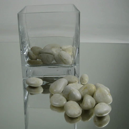 WGV Natural River Rocks, 2 lbs Decorative Ornamental Pebbles Stone, Accent Vase Filler for Landscaping, Succlents, Aquarium and Terrarium, Crafting for Home Decor, 1 Netted Bag White