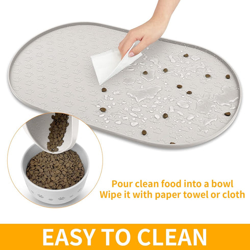 Dog Food Mat Anti-Slip, Waterproof Feeding Mat for Food and Water, Silicone Puppy Trays for Dogs and Cats