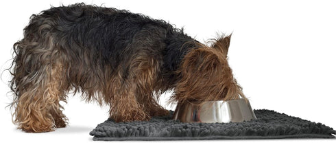 Furhaven 24" x 18" Highly Absorbent Dog Door Mat, 100% Washable, Chenille Rug for Entryway, Kitchen, Charcoal