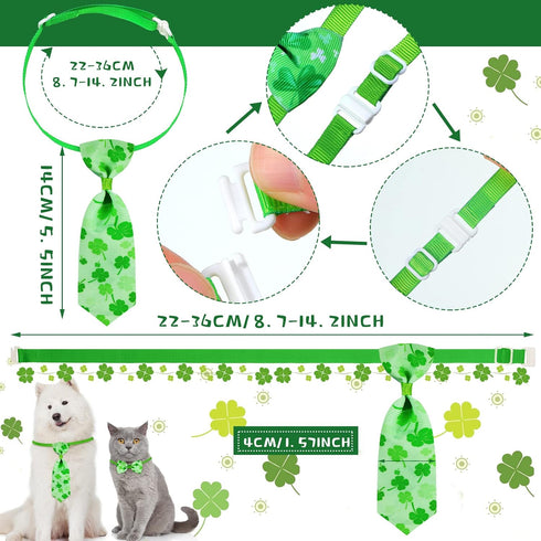 32 Pieces St. Patrick's Day Dog Bow Tie Collar, Adjustable Green Collar for Dogs and Cats, Lucky Necktie Grooming