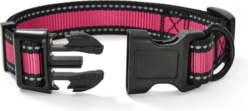 Mile High Life Pink Dog Collar for Small Dogs - Nylon Reflective Light Weight Puppy Collar (X-Small)