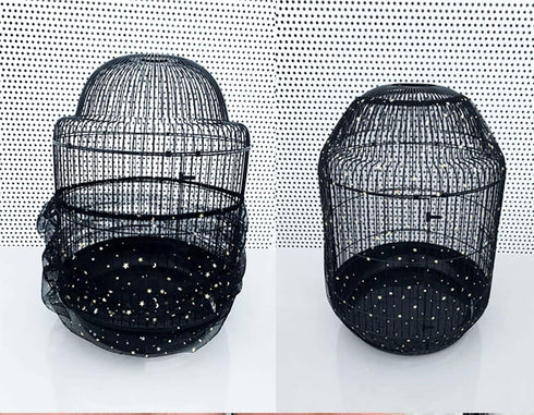 TJCGCKK 2 PCS Mesh Bird Cage Seed Catcher Birdcage Cover Bird Cage Skirt Guard Mesh Netting Twinkle Star for Round Square Cage by generic