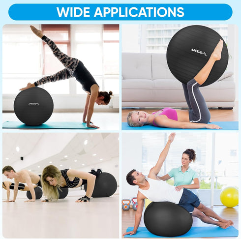 5 APEXUP Yoga Ball Exercise Ball Anti Slip Heavy Duty for Fitness, Balance & Core Workout, Balance Training, Pregnancy