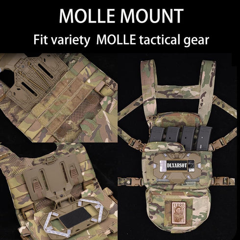 DLXARSOT 4.7"-6.7" Tactical Airsoft Gear, MOLLE Vest Phone Holder,Universal Chest Phone Board Carrier Mount Navigation
