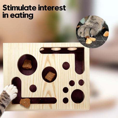 DBZ Cat Scratch Puzzle Enrichment Box, Pine Wood Cat Nail File Enrichment Box, No Need to Install Cat Nail File Box