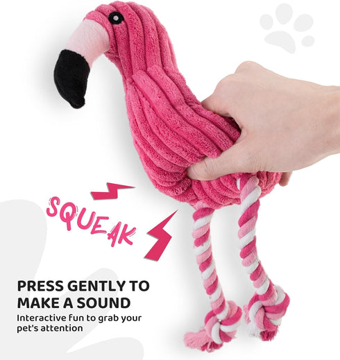 Squeaky Dog Toys - Plush Dog Toys with Soft Durable Fabric for Small Medium Large Breeds, Interactive Tug of War Rope
