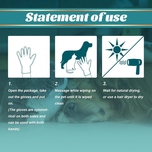 Pet Rinse Free Grooming Gloves, 10Pcs Wash Free Wipes for Dogs & Cats, Cleansing Grooming with Plant Extract