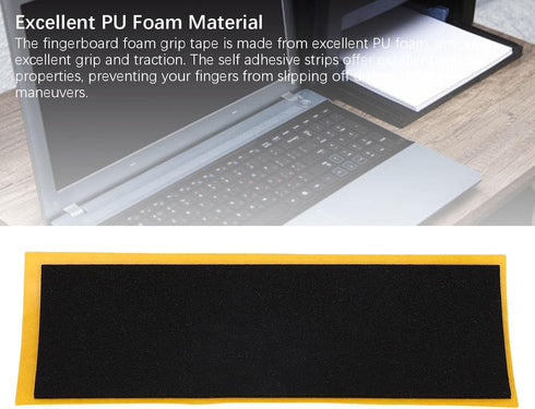50 Pack 4.33"x1.5" 0.04" Black PU Foam Fingerboard Grip Tape Thick Self-Adhesive Non-Slip Cut to Fit Decks