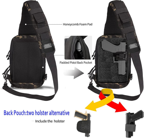 Tactical Sling Chest Bag EDC Shoulder Pack, Universal Dual Holster CCW Compact Bags