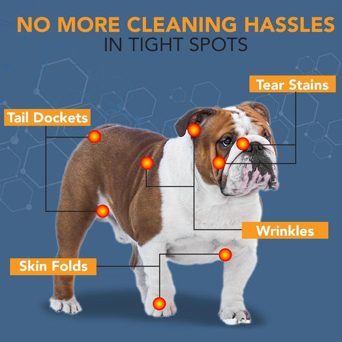 NOVEHA Wrinkle XL Wipes for Dogs, Removes Dirt, Wrinkles, Folds, Tear Stains, 240 Counts