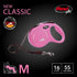 FLEXI New Classic 16 ft Retractable Dog Leash (Tape), Ergonomic, Durable, Tangle-Free for Medium Dogs, Pink