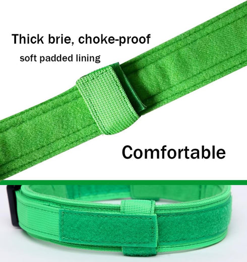 Tactical Dog Collar, Adjustable Military Dog Collar with Heavy Duty Metal Buckle and Handle for Training (Bright Green,