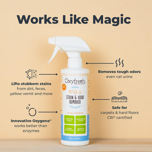 Oxyfresh Advanced Pet Stain Remover & Urine Odor Eliminator – Fast Acting Pet Odor Eliminator for All Surfaces - Best Way to Remove Stains - Dog & Cat Urine Neutralizer