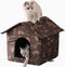 Outdoor Cat House for Feral Cats, Waterproof House for Dogs and Cats, Medium, Brown Support Rod