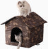 Outdoor Cat House for Feral Cats, Waterproof House for Dogs and Cats, Medium, Brown Support Rod