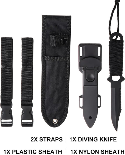 GASHER Scuba Diving Knife with Leg Straps and Sheath, Lightweight Razor Sharp Diving Equipment