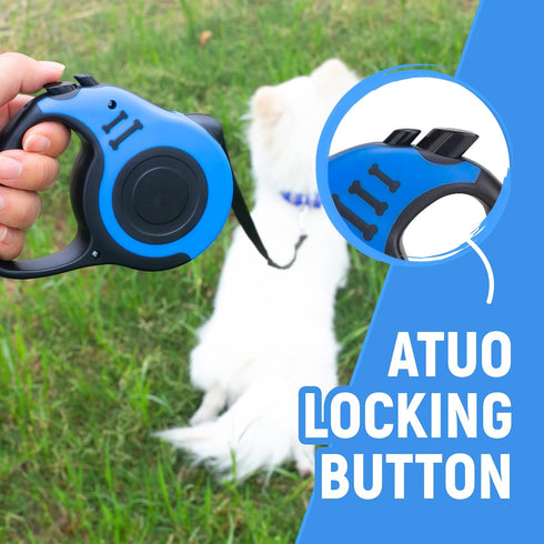 Retractable Dog Leash, Automatic Telescopic Tractor Tape, 10/16 FT Durable with Folding Bowl, Dispenser for Small