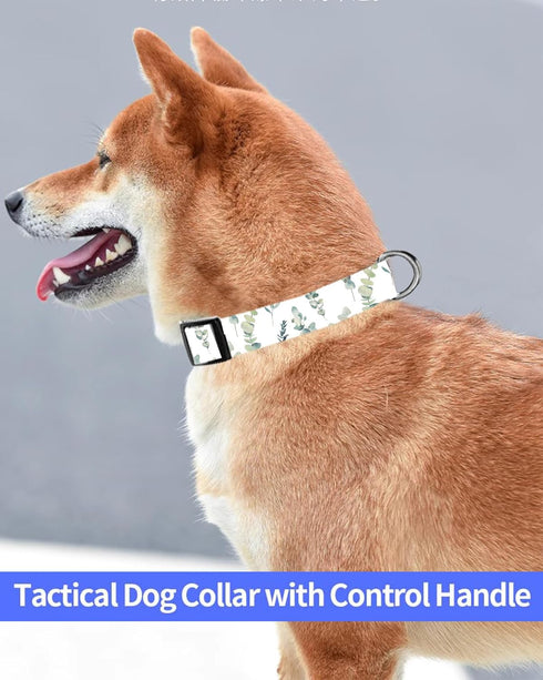 Cute Boho Leaf Dog Collar - Personalized Adjustable Soft Collars for Small Medium Large Dogs with Quick Release Buckle