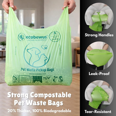 100% (120 D6400 (120 Compostable XL Pet Waste Bag ct.) Plant-Based Biodegradable Cat Litter Poop Bags Doggy Poop Bags