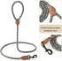Mile High Life Mountain Climbing Dog Rope Leash with Heavy Duty Metal Clasp, Genuine Leather Connection, White, 48 Inch