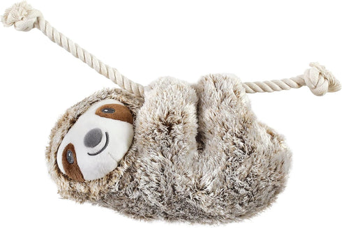 Luvable Friends Unisex Baby Squeaky Plush Dog Toy with Rope for Interactive Play
