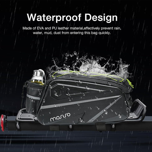 MOSISO Lime Green Waterproof Bike Rack Bag, 14L EVA Bicycle Trunk Bag, Cycling Luggage Bag with Shoulder Strap