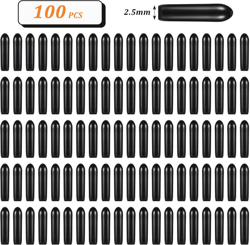100 Pieces Prong Collar Covers Dog Prong Training Pet Collar Tips Vinyl Comfort Rubber Tips for Pet Dog Prong Collar to Increase Comfort, Black (2.5 mm)