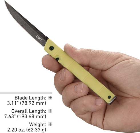 7096YGK CRKT CEO Everyday Carry EDC Pocket Folding Knife with Liner Lock: Stainless Steel Plain Edge Blade
