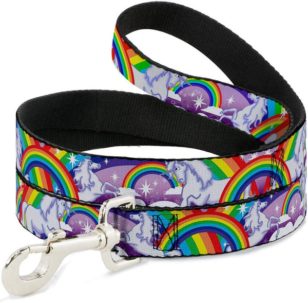 Buckle-Down Pet Leash - Unicorns in Rainbows with Sparkles/Purple - 4 Feet Long - 1" Wide