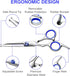 Professional Dog Grooming Scissors Kit, Titanium Coated 5 in 1 Grooming Shears for Dogs and Cats at Home