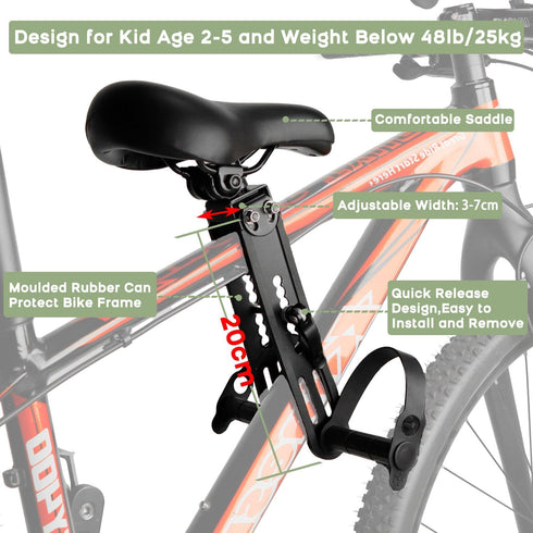 Kid Bike Seat Front Mounted with Handlebar for Mountain Bike Parent-Child Cycling, Compatible with All Adult MTB