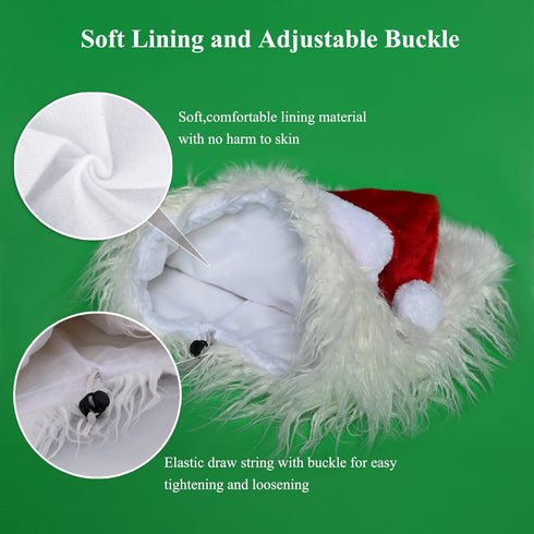Funny Pet Reindeer Moose Costumes for Dog, Cute Furry Pet Wig for Halloween Christmas, Pet Clothing Accessories (Santa